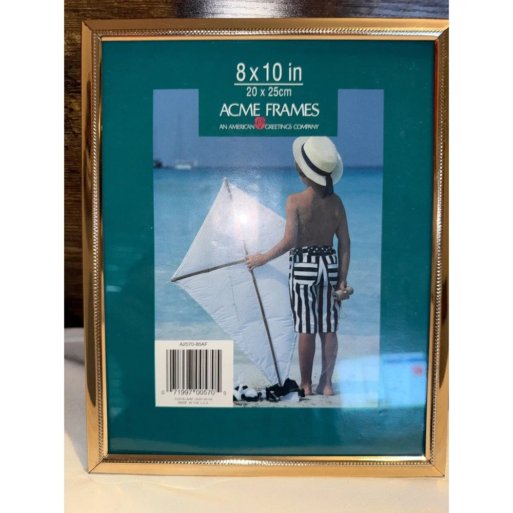 Acme 8x10 Gold Metal Picture Frame American Greetings Beaded Edge A2070-80AF